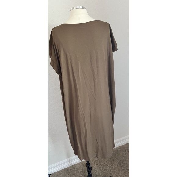 Eileen Fisher M  solid gray cowl draped neckline relaxed casual work layer dress - Picture 3 of 6